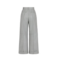 Pantalon taille haute en cuir - Gris bleu