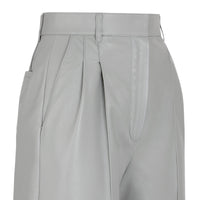 Pantalon taille haute en cuir - Gris bleu