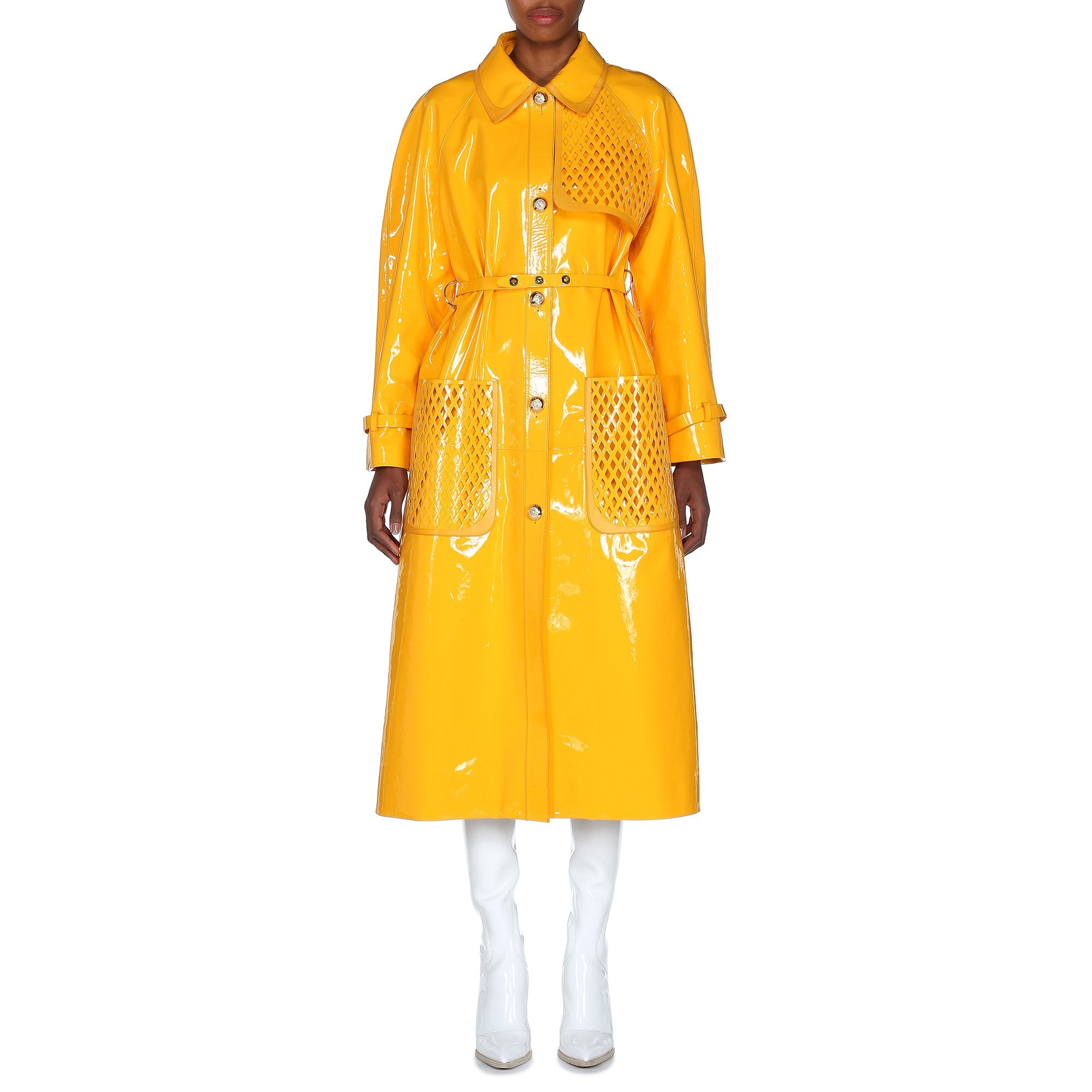 Trench en cuir verni - Jaune