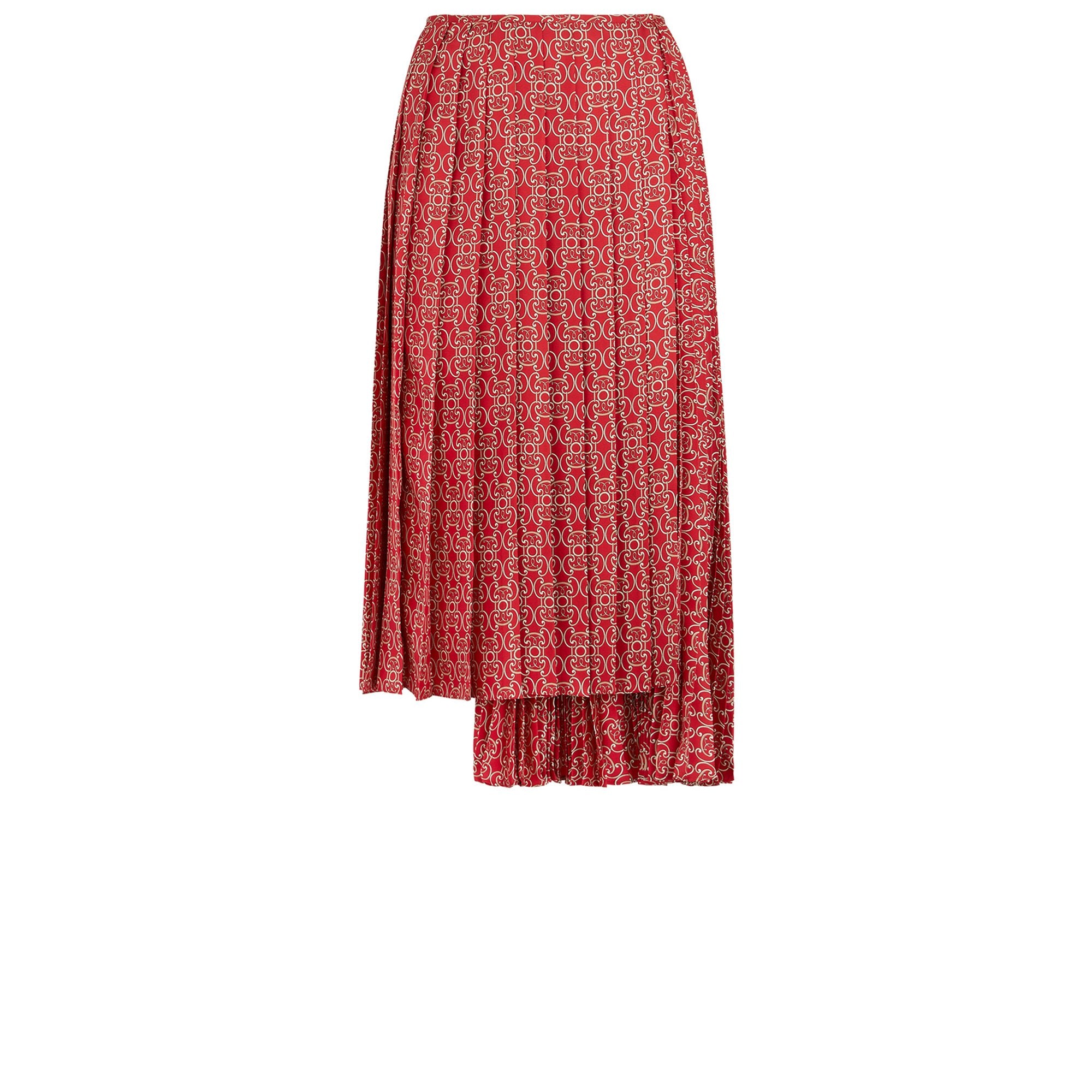 Jupe plissée asymétrique en soie - Rouge