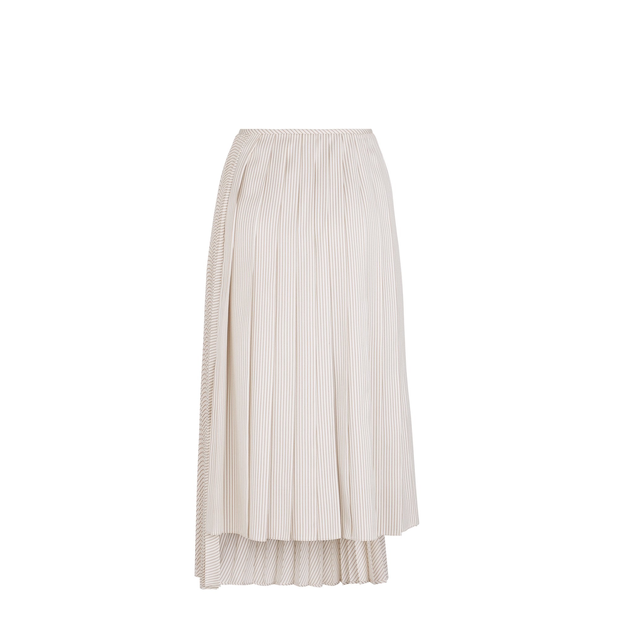 Jupe plissée asymétrique en soie - Blanc