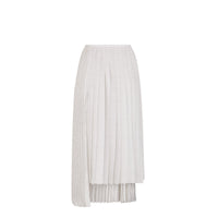 Jupe plissée asymétrique en soie - Blanc