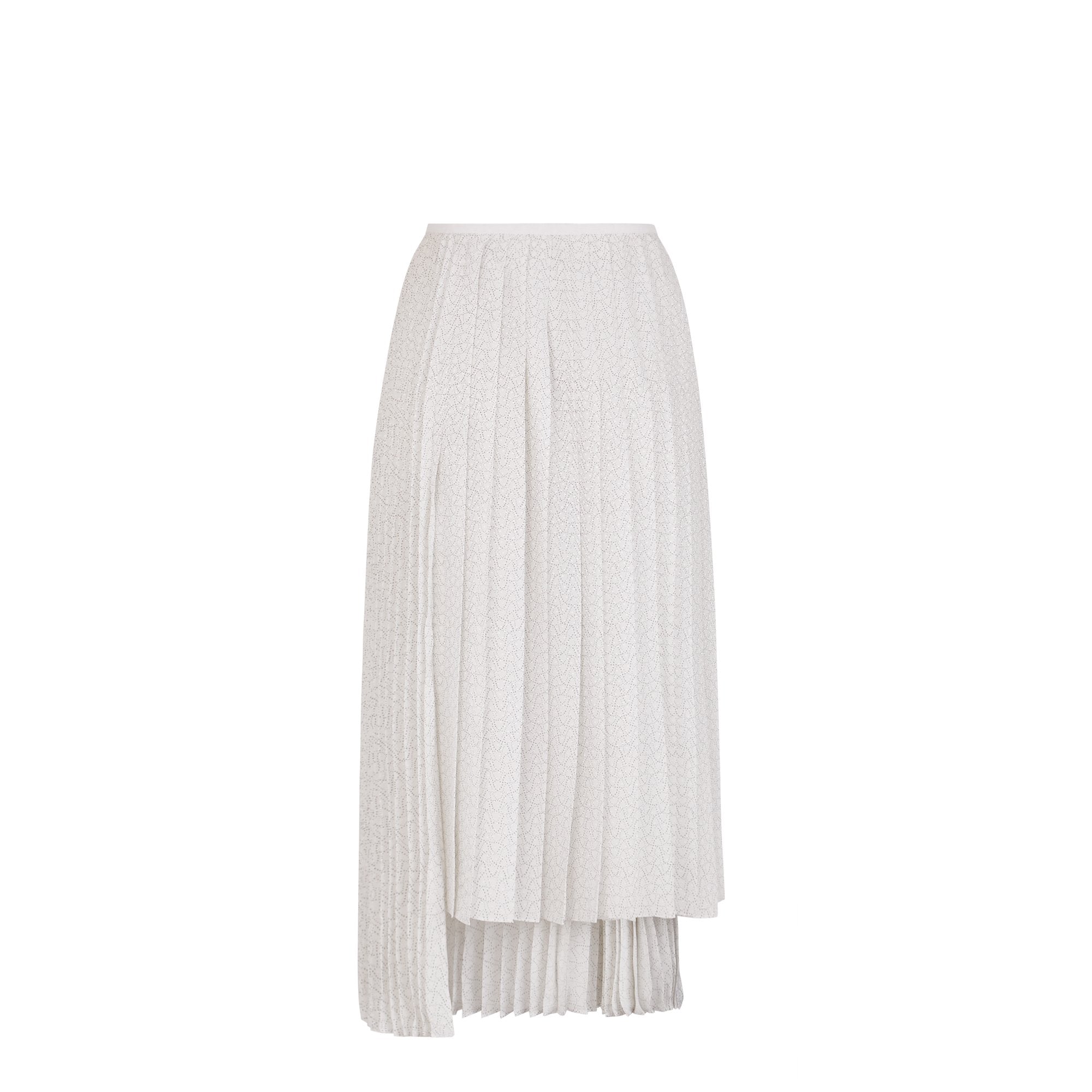 Jupe plissée asymétrique en soie - Blanc