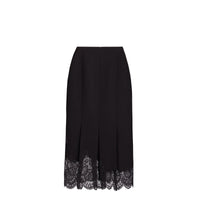 Jupe droite en laine & dentelle - Noir
