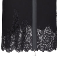 Jupe droite en laine & dentelle - Noir