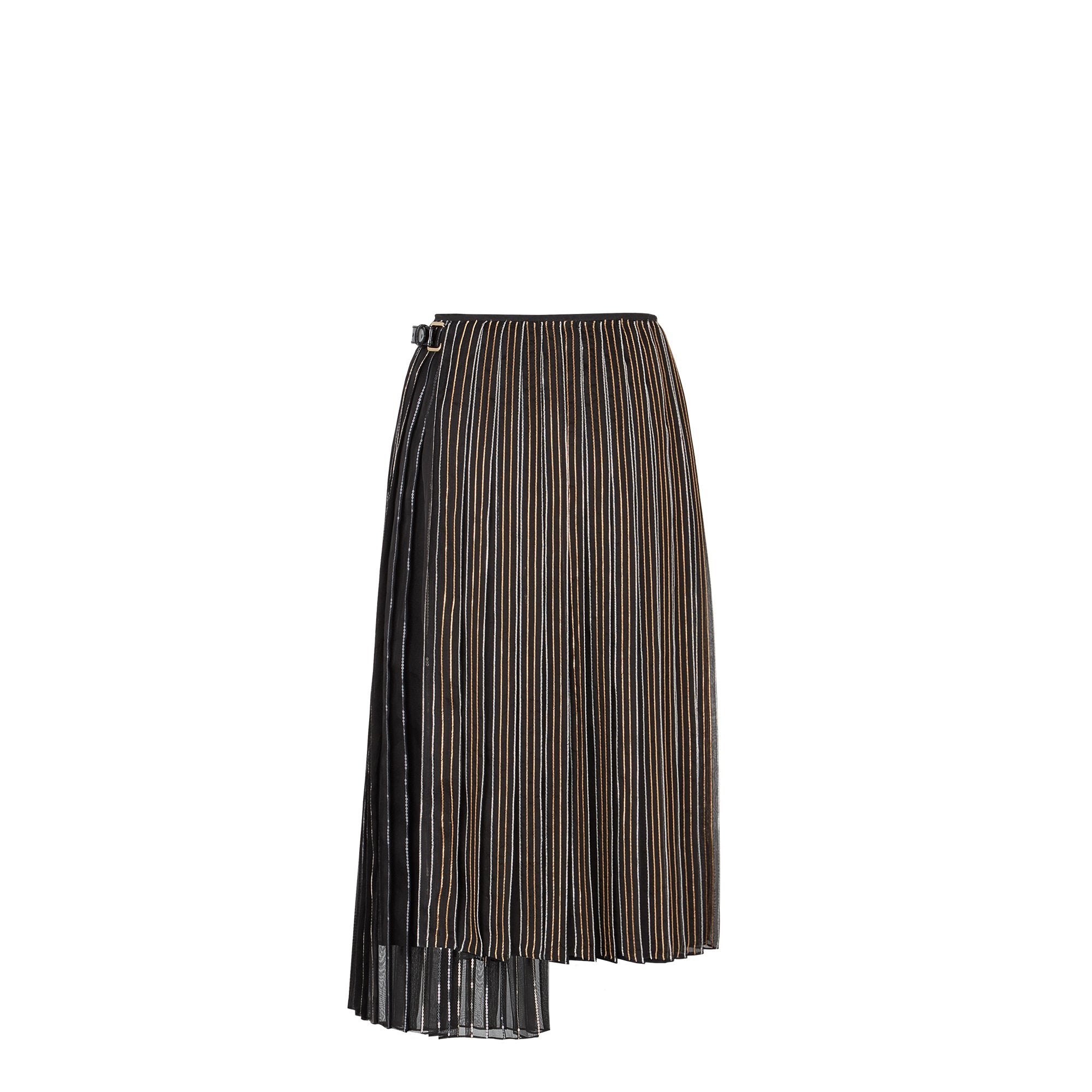 Jupe portefeuille avec lurex brodé en soie - Noir