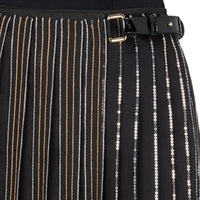 Jupe portefeuille avec lurex brodé en soie - Noir