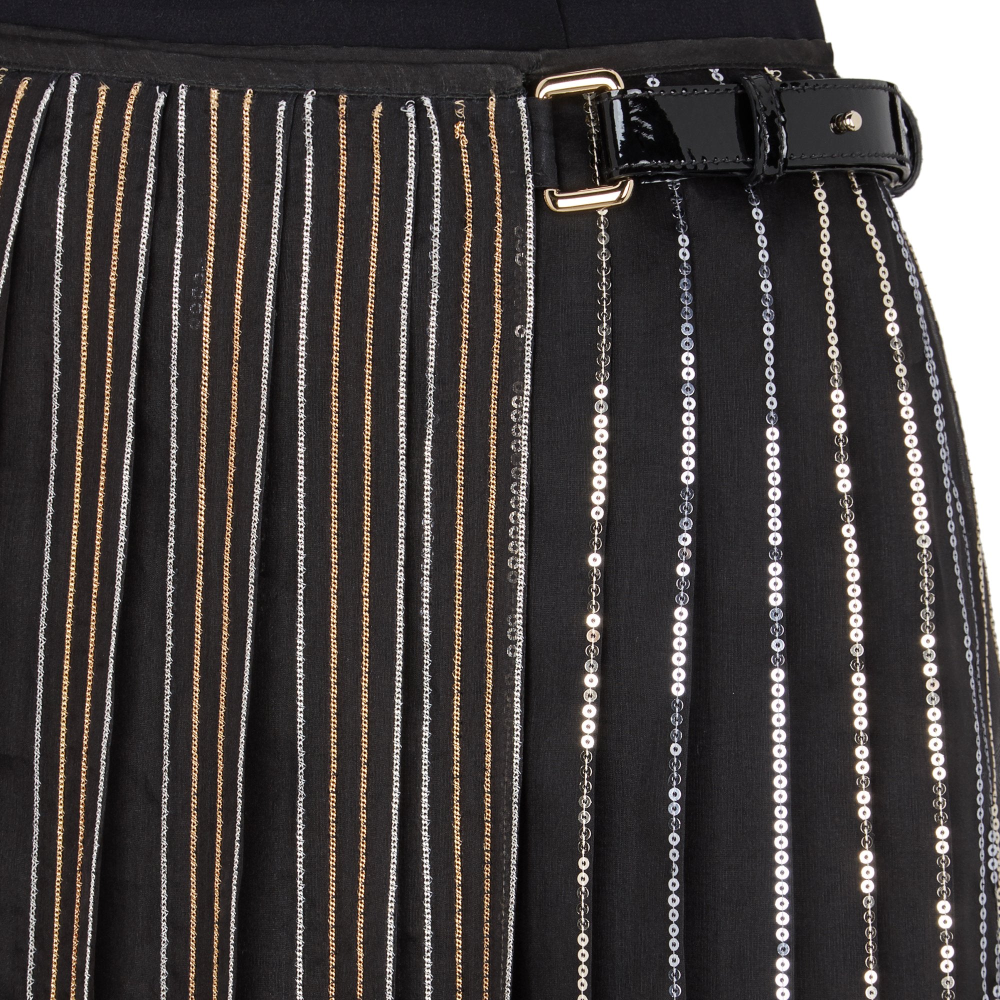 Jupe portefeuille avec lurex brodé en soie - Noir