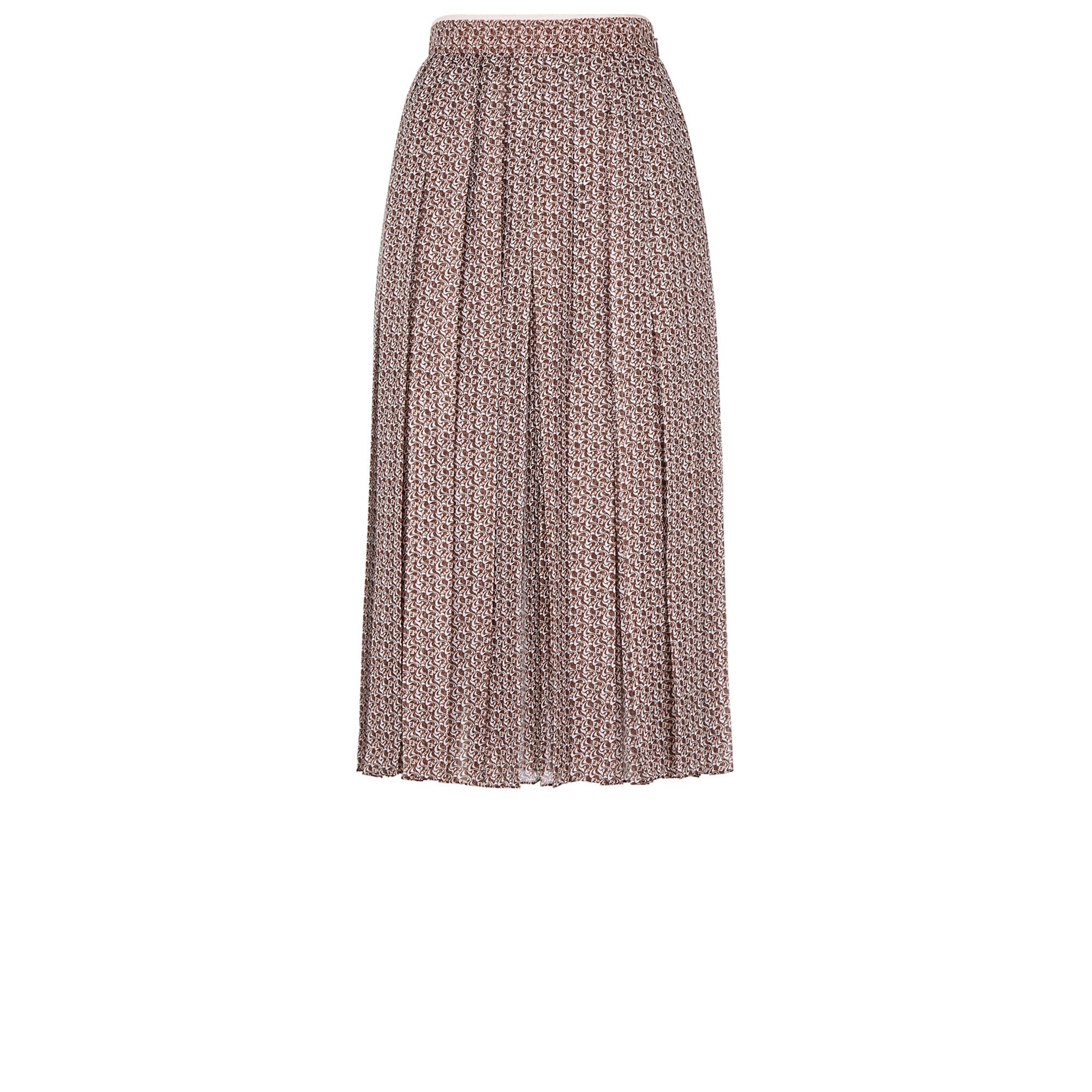 Jupe plissée all over en soie - Marron & Rose