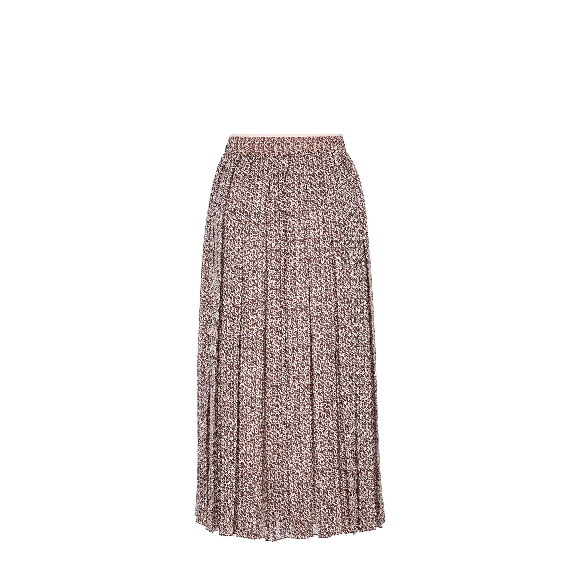 Jupe plissée all over en soie - Marron & Rose