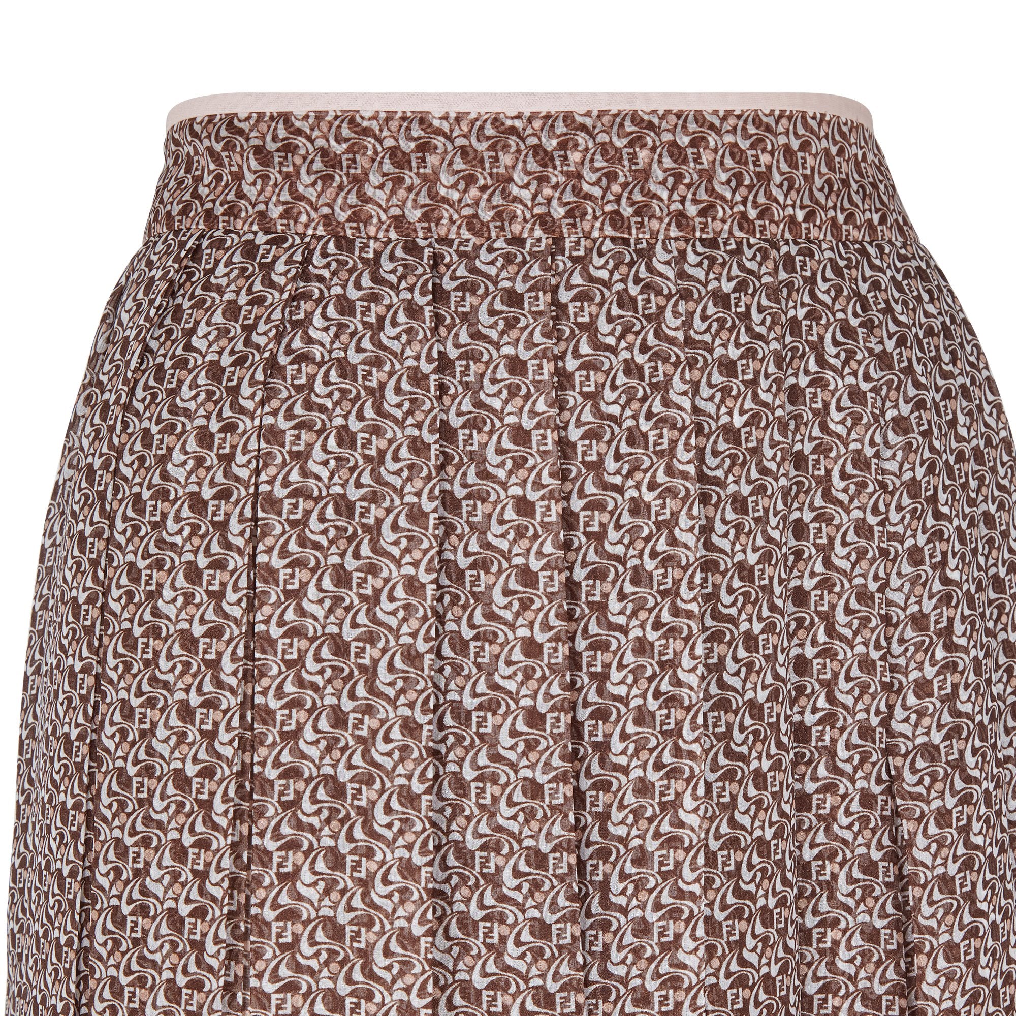 Jupe plissée all over en soie - Marron & Rose