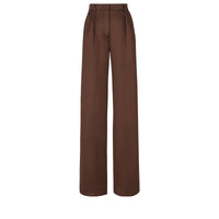 Pantalon taille haute à pinces - Marron