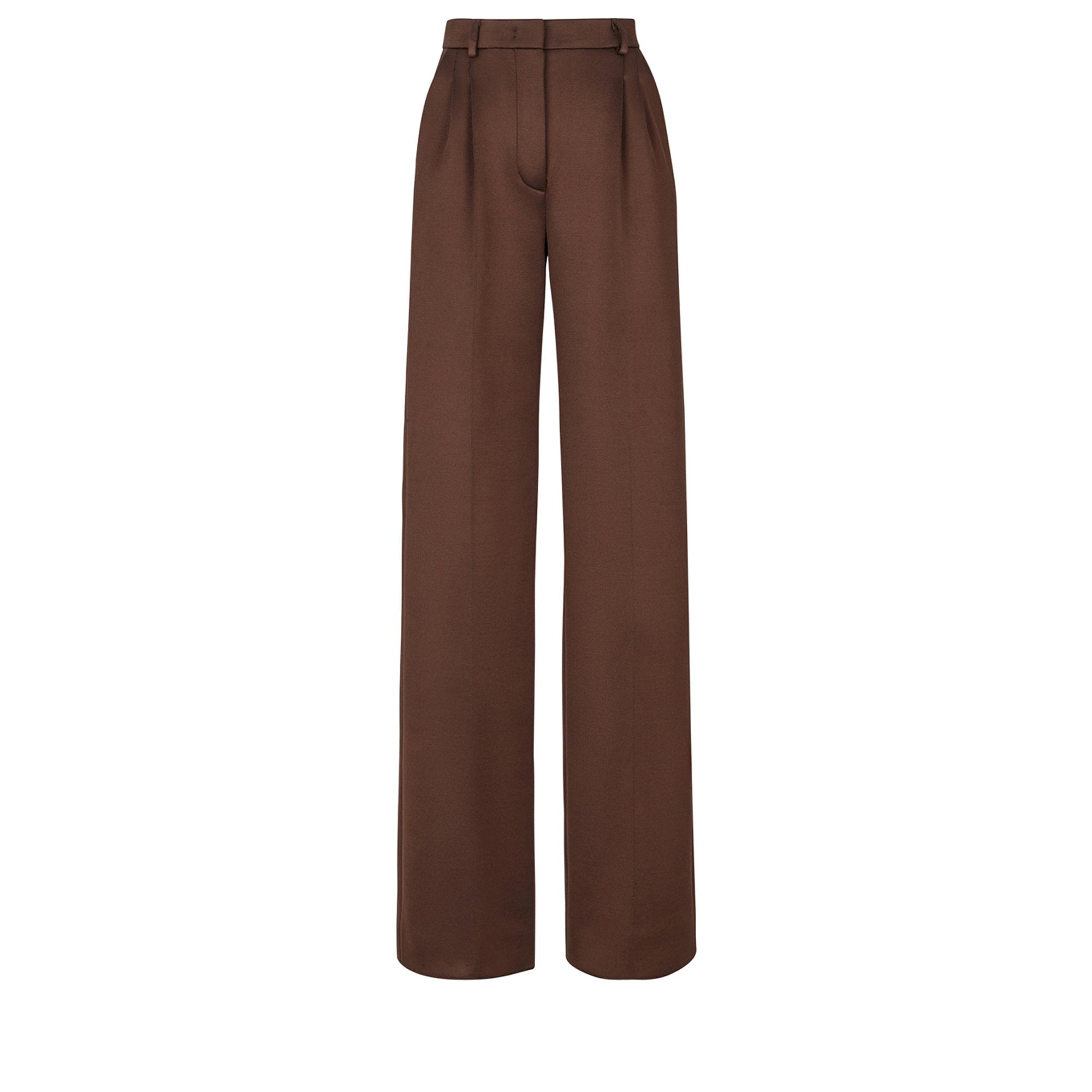 Pantalon taille haute à pinces - Marron