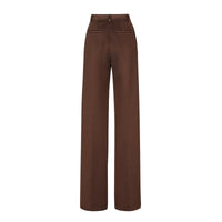 Pantalon taille haute à pinces - Marron