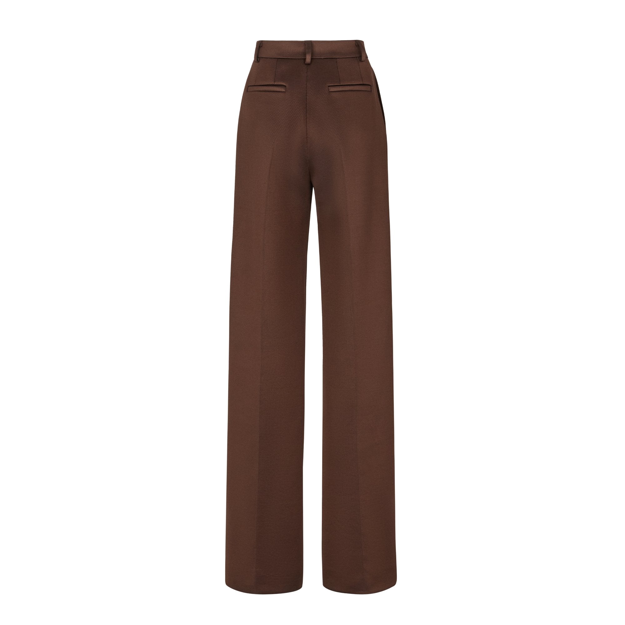Pantalon taille haute à pinces - Marron