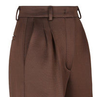 Pantalon taille haute à pinces - Marron