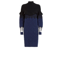 Robe en laine - Bleu & Noir