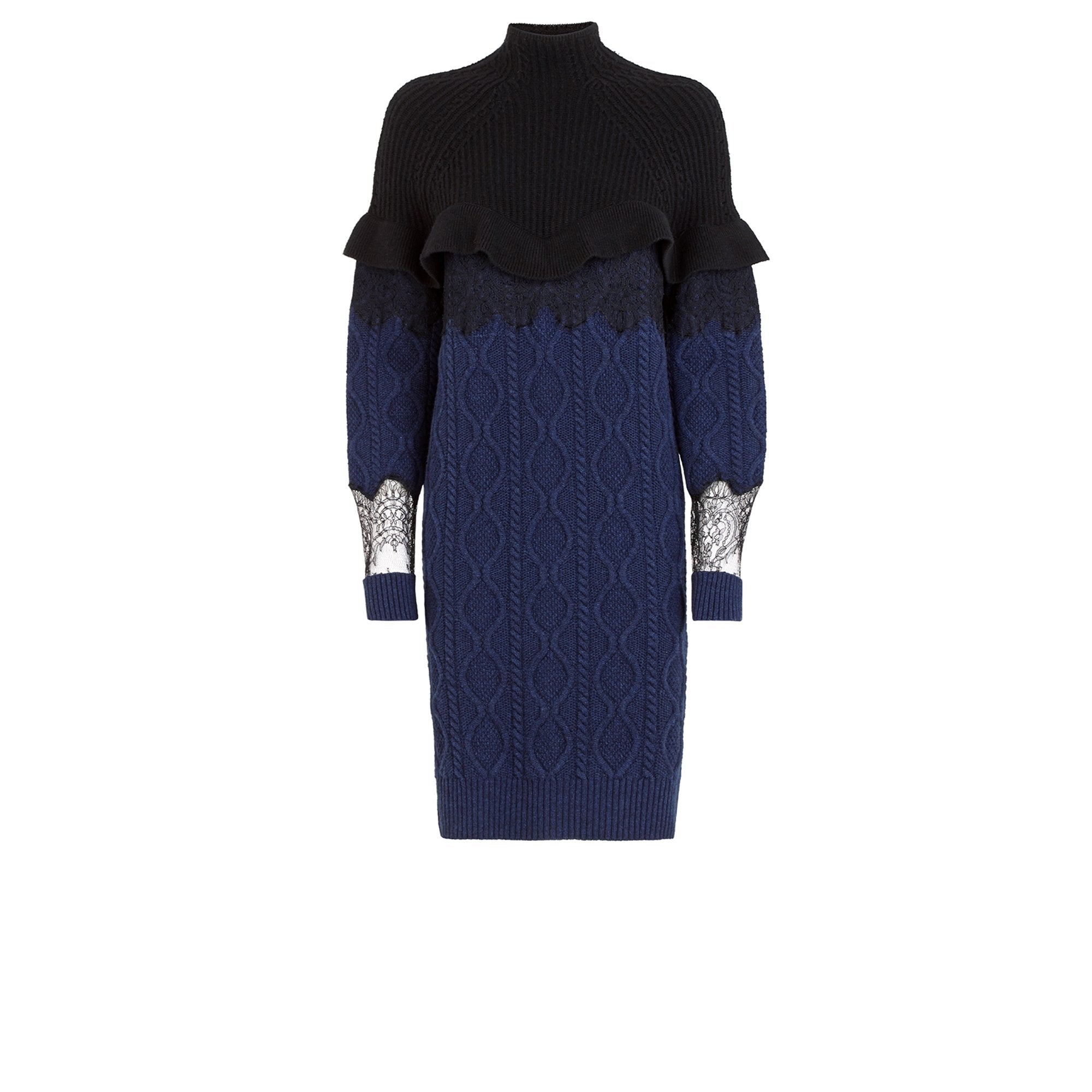 Robe en laine - Bleu & Noir