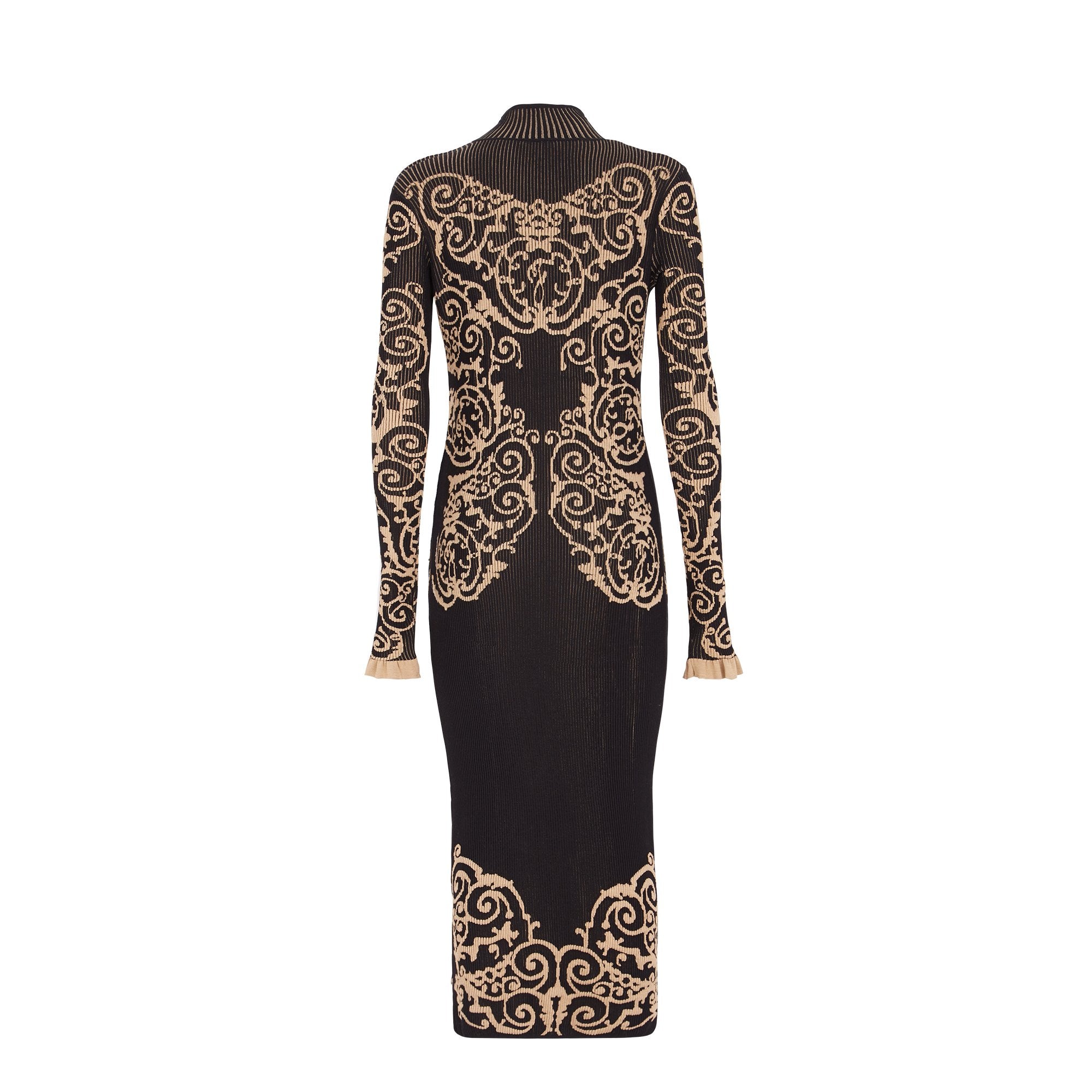 Robe mi-longue côtelée - Noir