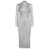 Robe mi-longue ajustée - Argent