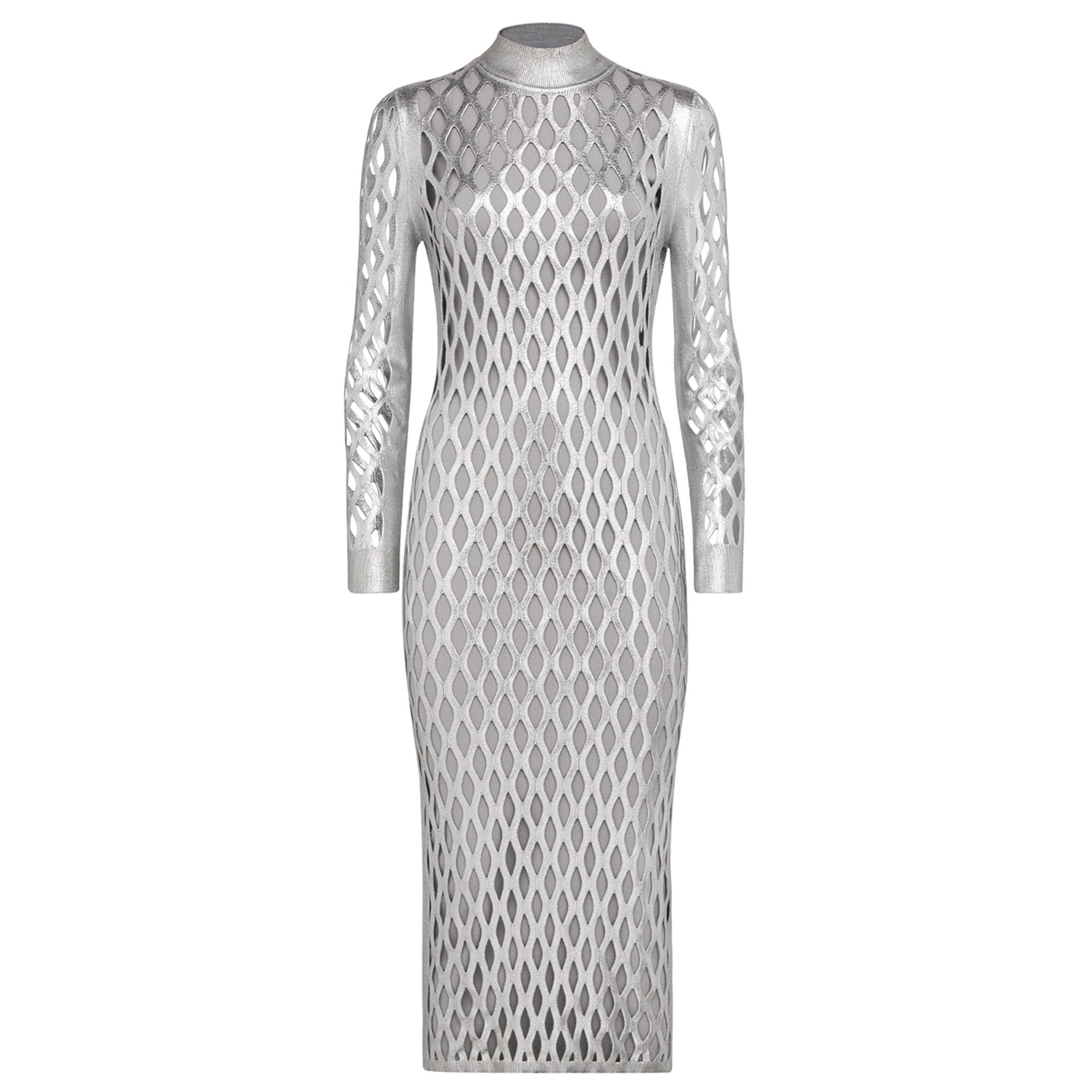 Robe mi-longue ajustée - Argent