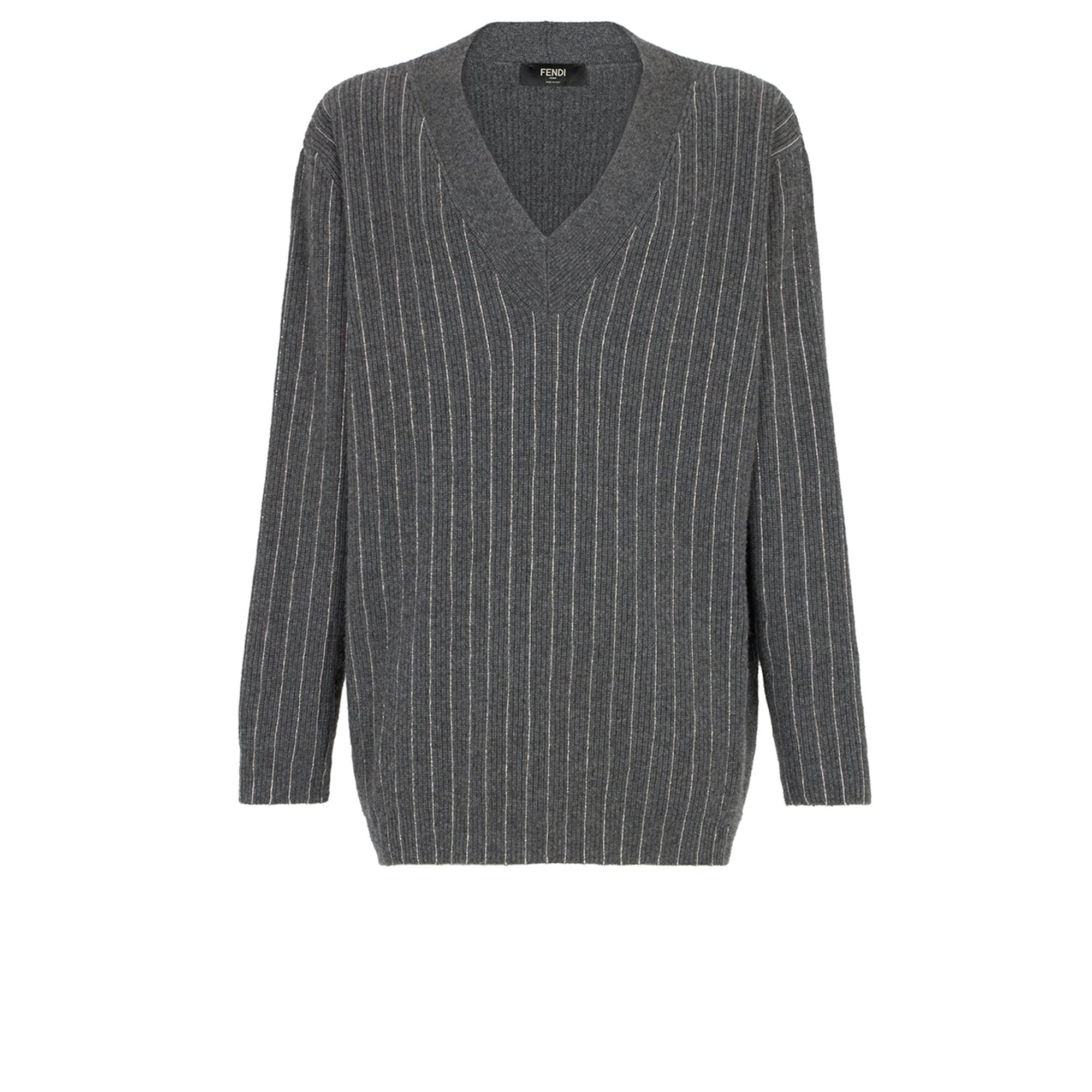 Pull col v en cachemire - Gris