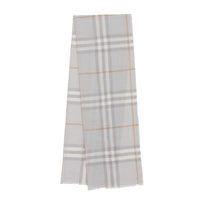 Écharpe légère en laine et soie check - Light Grey
