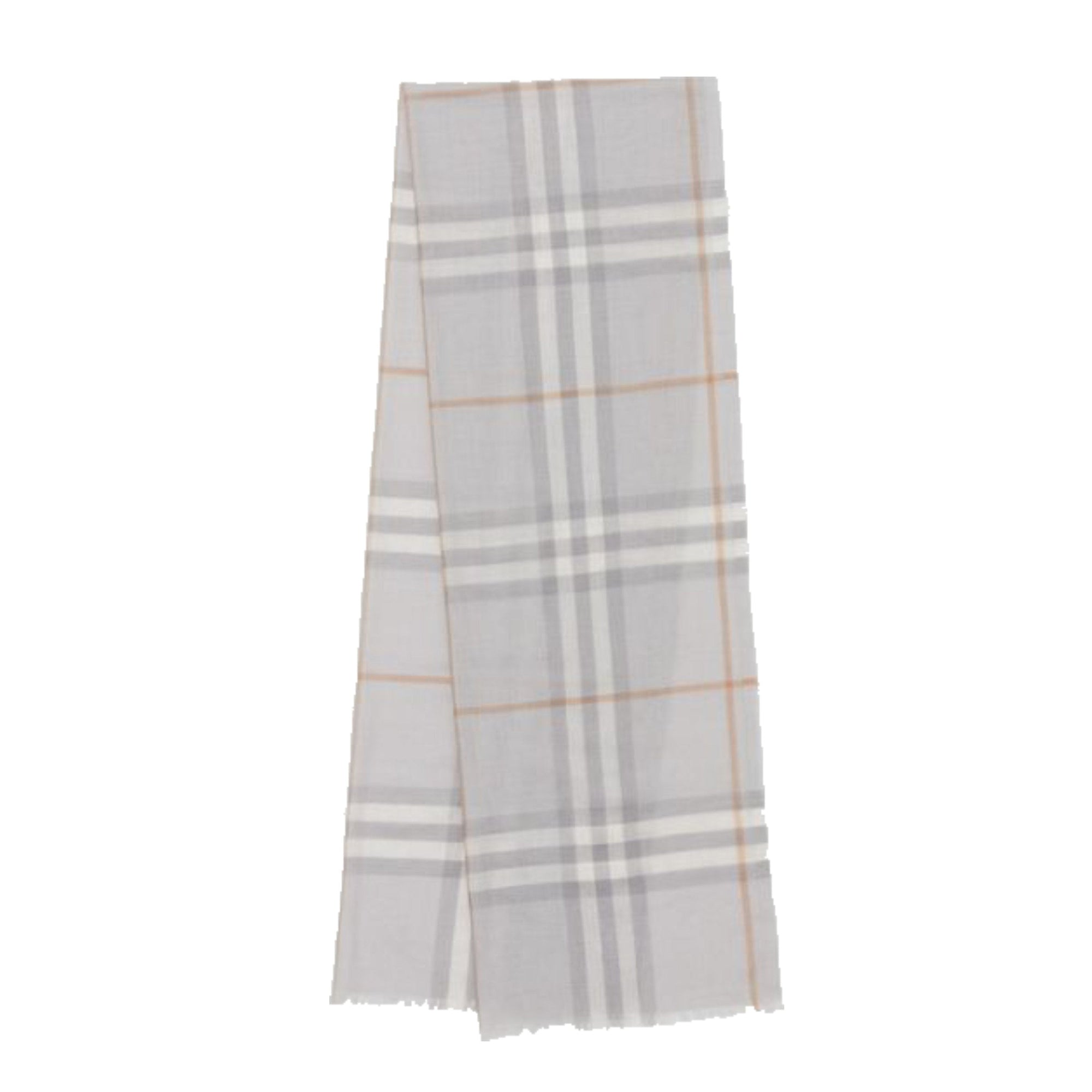 Écharpe légère en laine et soie check - Light Grey