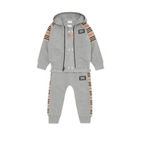Haut à capuche en coton à rayures iconiques - Grey Melange
