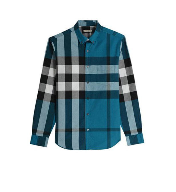Chemise en coton à motif check - Dark Aqua