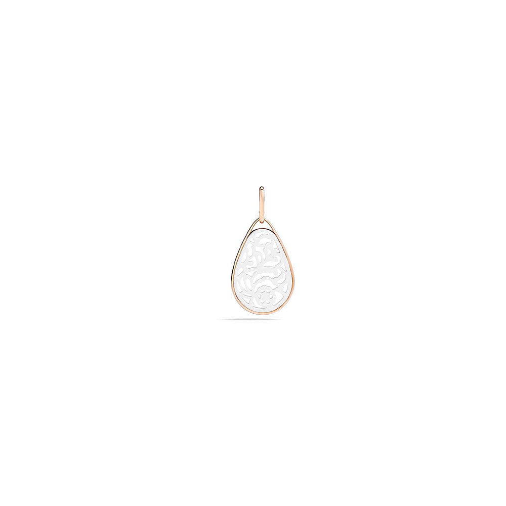 Pendentif Victoria en Or Rose 18K & Agate Blanche