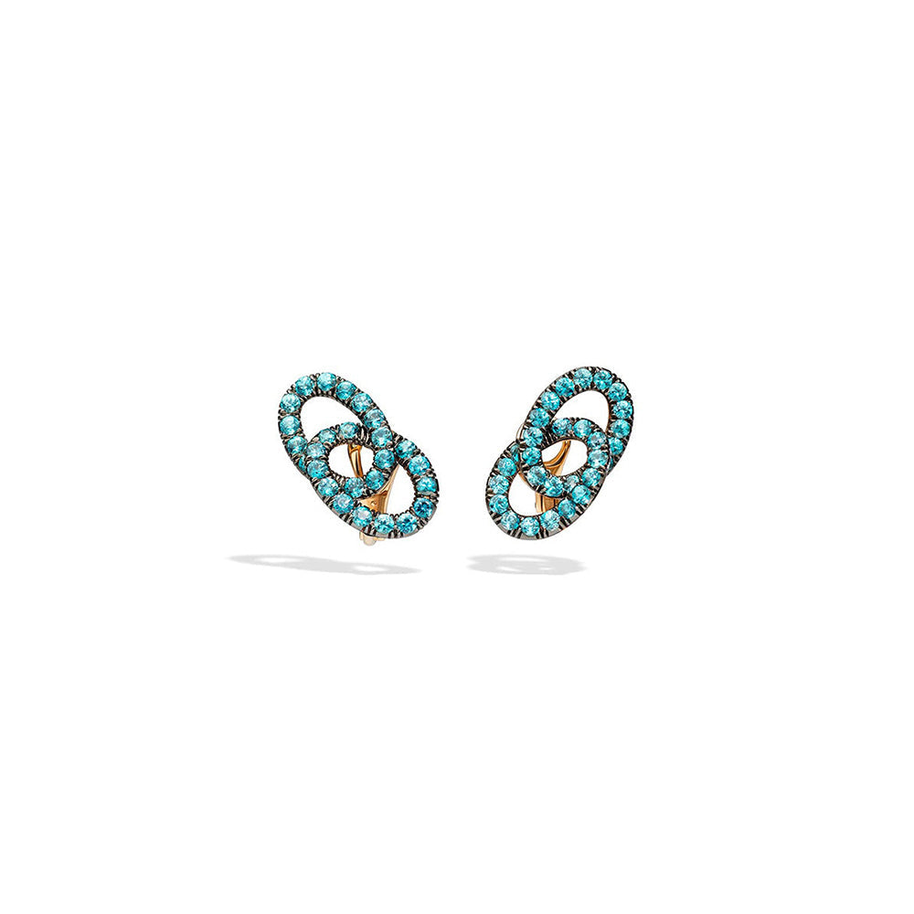 Boucles d'oreilles clips Tango en Or Rose 18K & Zircon Bleue