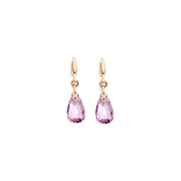 Boucles d'oreilles Pin Up en Or Rose 18K & Améthyste Rhodolite Brun et Diamant Gris