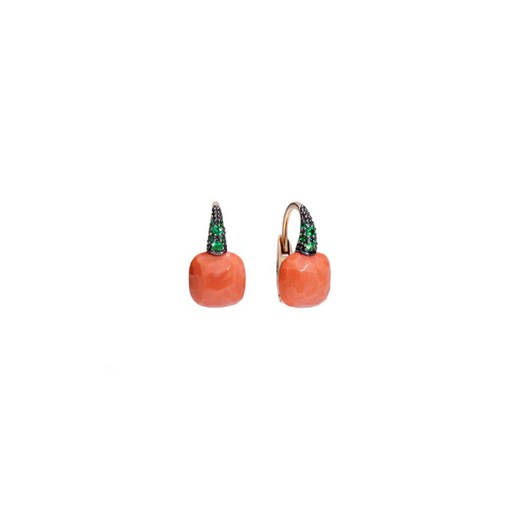Boucles d'oreilles Capri en Or Rose 18K & Corail et Grenat tsavorite