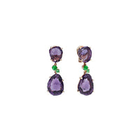 Boucles d'oreilles Bahia en Or Rose 18K & Améthyste et Grenat tsavorite