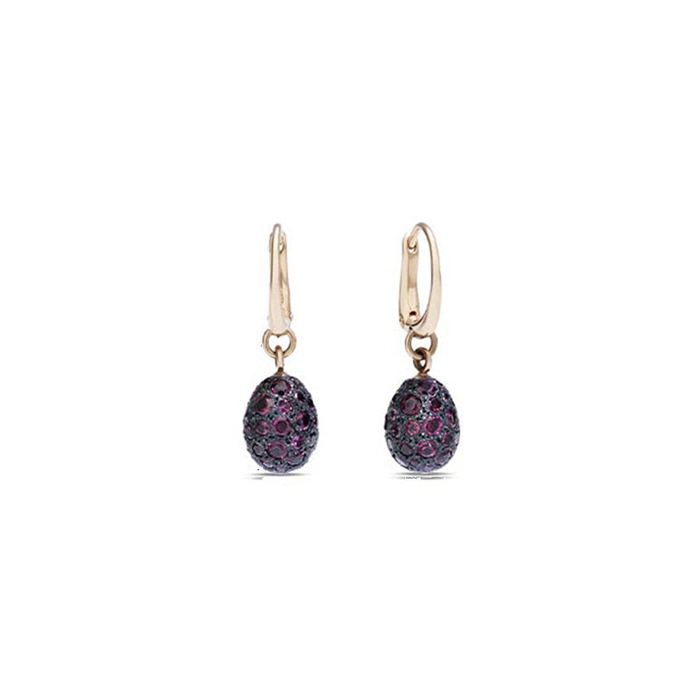 Boucles d'oreilles Tabou en Or Rose 18K & Rhodolite