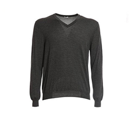 Pull en laine avec coudières check - Mid Grey Melange