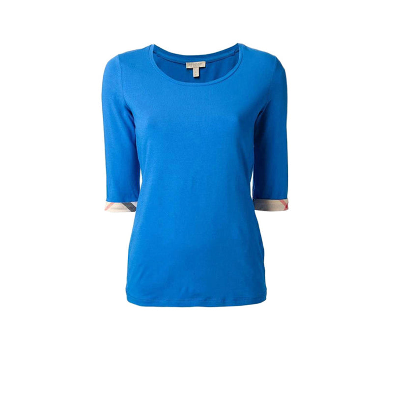 Haut en coton extensible avec bas de manche en check - Bright Opal