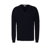 Pull col V en coton Sea Island - Navy