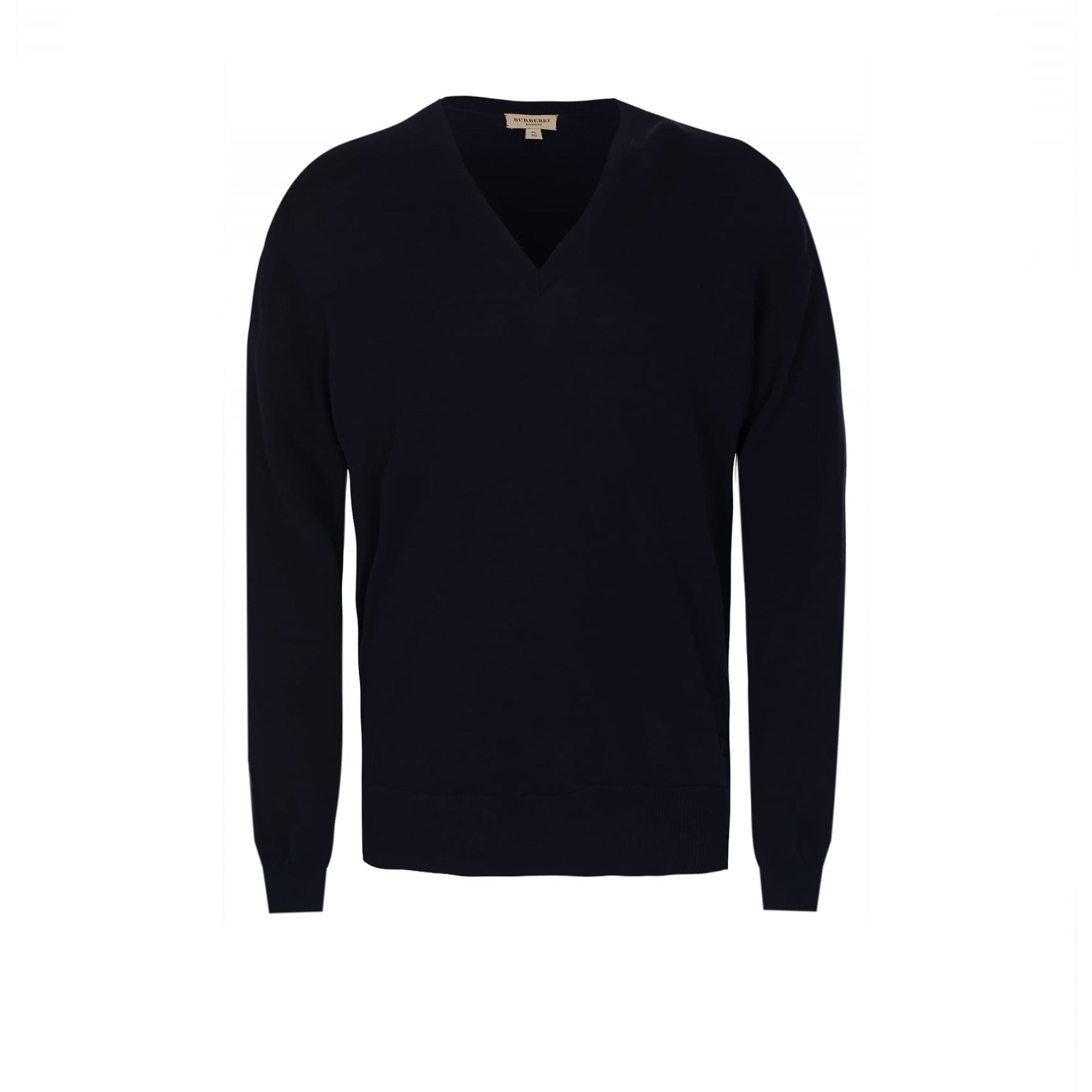 Pull col V en coton Sea Island - Navy