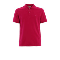 Polo en piqué de coton avec patte à motif check - Vibrant Fuchsia