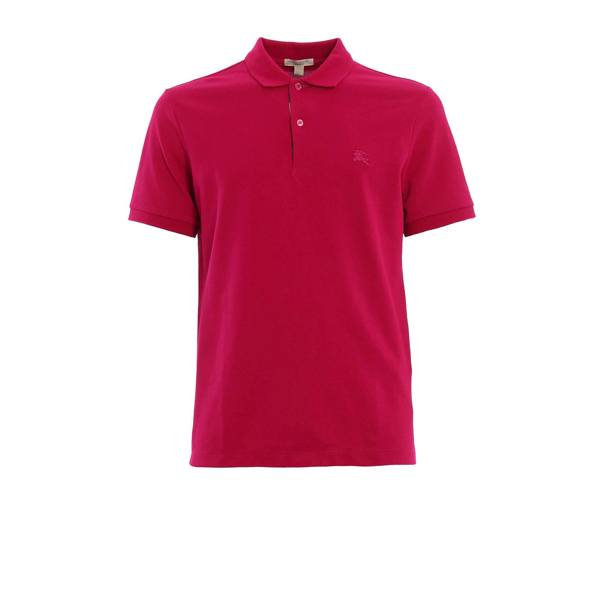 Polo en piqué de coton avec patte à motif check - Vibrant Fuchsia