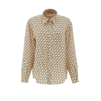 Chemise en crêpe de soie de Chine à imprimé licorne - Ecru