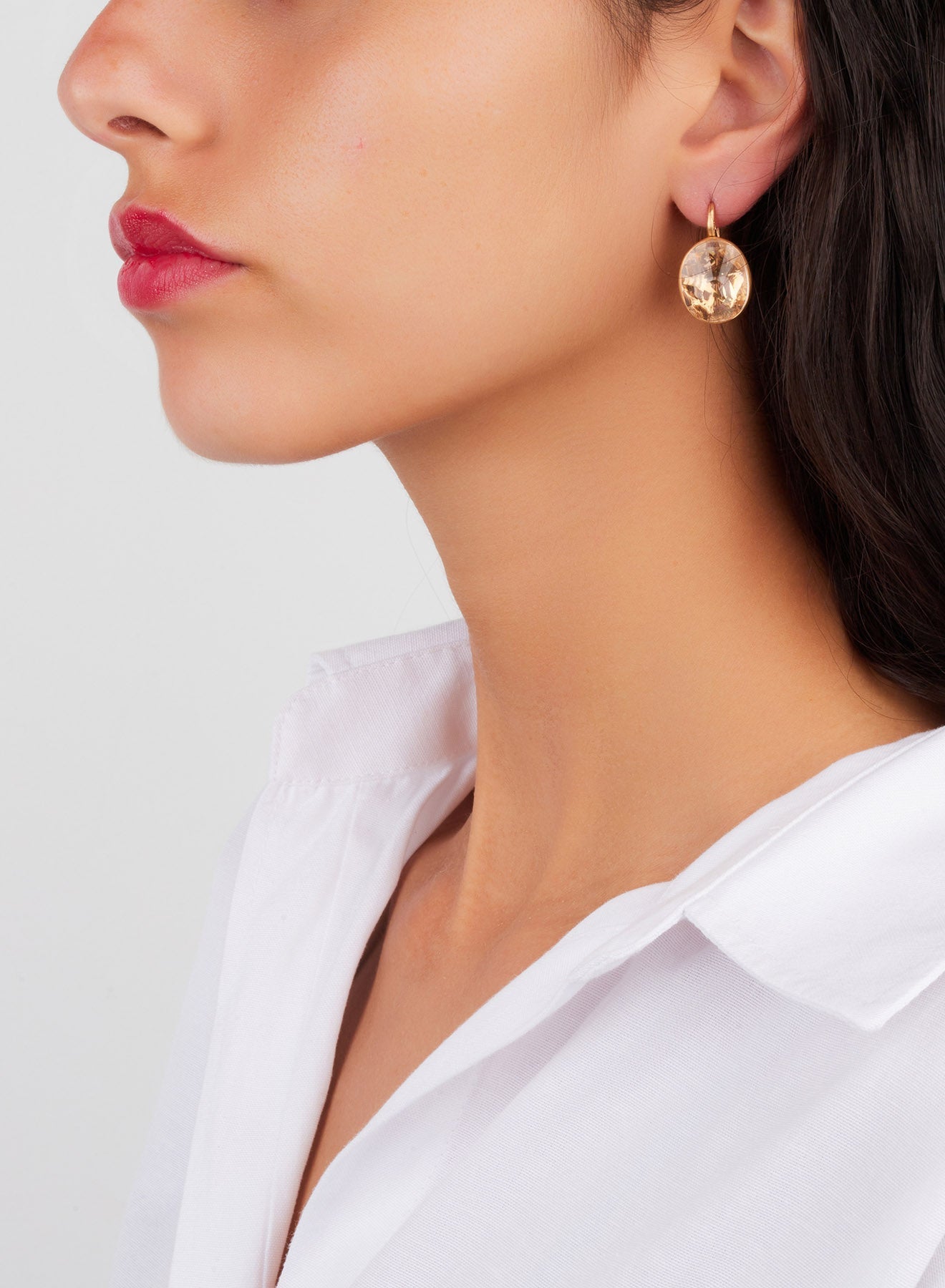 Boucles d'oreilles Arabesque en Or Rose 18K & Cristal de Roche