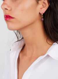 Boucles d'oreilles Tabou en Or Rose 18K & Rhodolite