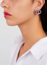 Boucles d'oreilles clips Tango en Or Rose 18K & Saphir Rose