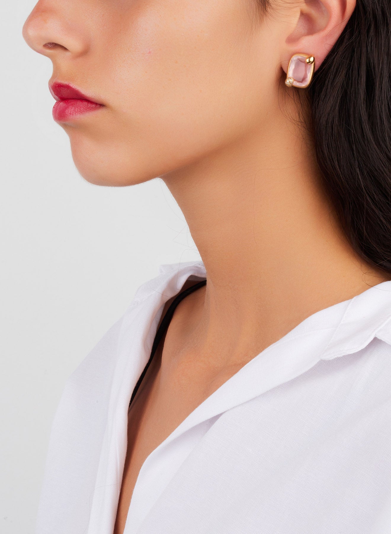 Boucles d'oreilles Ritratto en Or Rose 18K & Diamant Marron & Rose