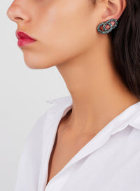 Boucles d'oreilles clips Tango en Or Rose 18K & Grenat Colorée