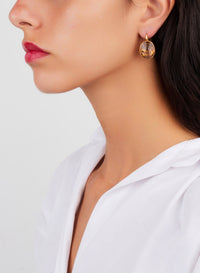 Boucles d'oreilles Arabesque en Or Rose 18K & Quartz Fumé