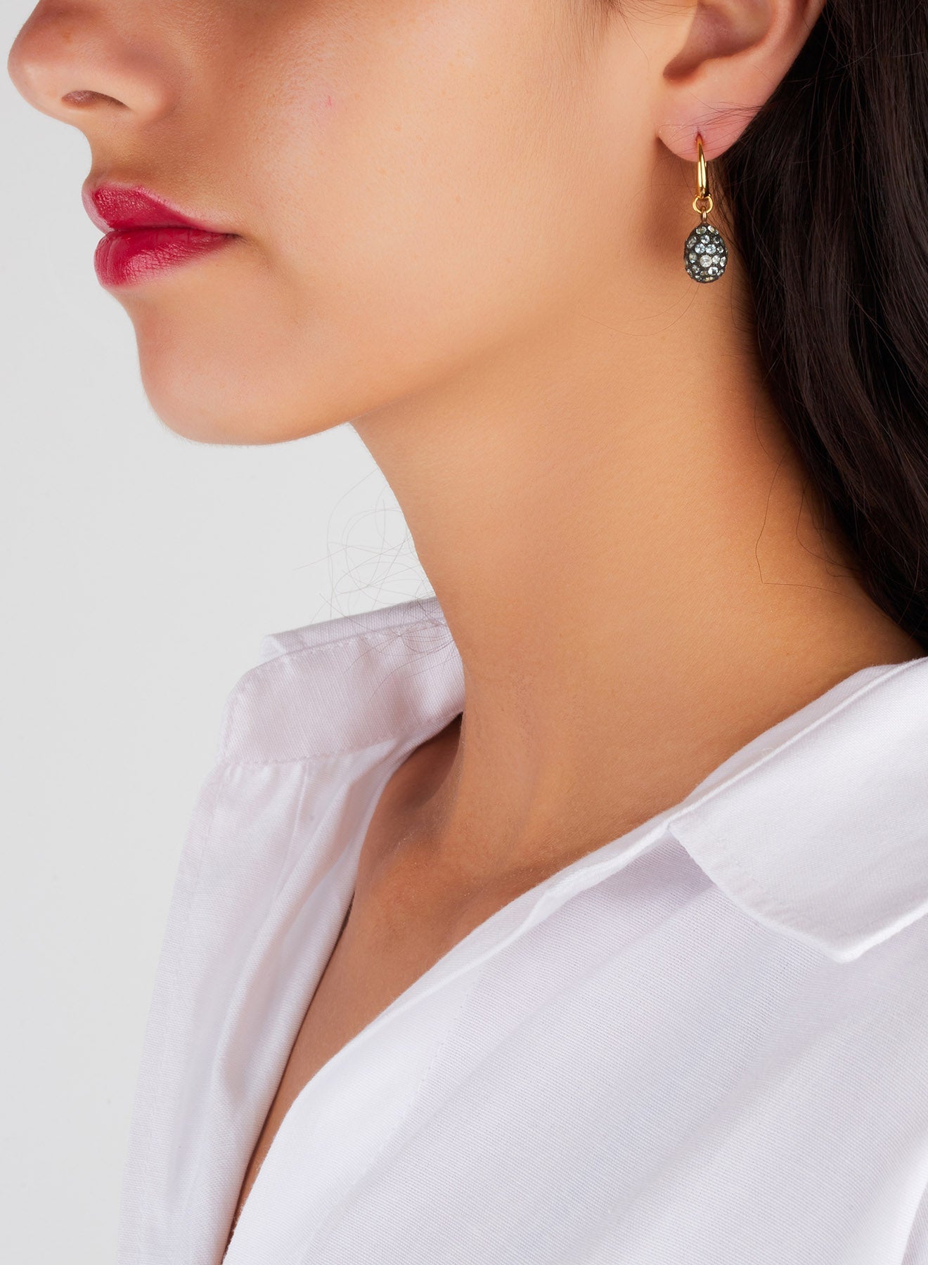 Boucles d'oreilles Tabou en Or Rose 18K & Topaze Bleue